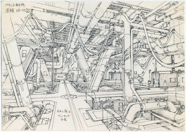 Concept design for Ghost in the Shell 2: Innocence (2004). Pencil on paper, 176 × 250 mm. Illustrator: Takashi Watabe Copyright: © 2004 Shirow Masamune / KODANSHA · IG, ITNDDTD