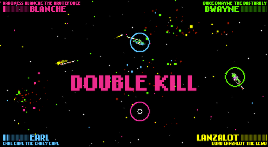 LAZA KNITEZ!! is like Samurai Gunn with runaway spaceships