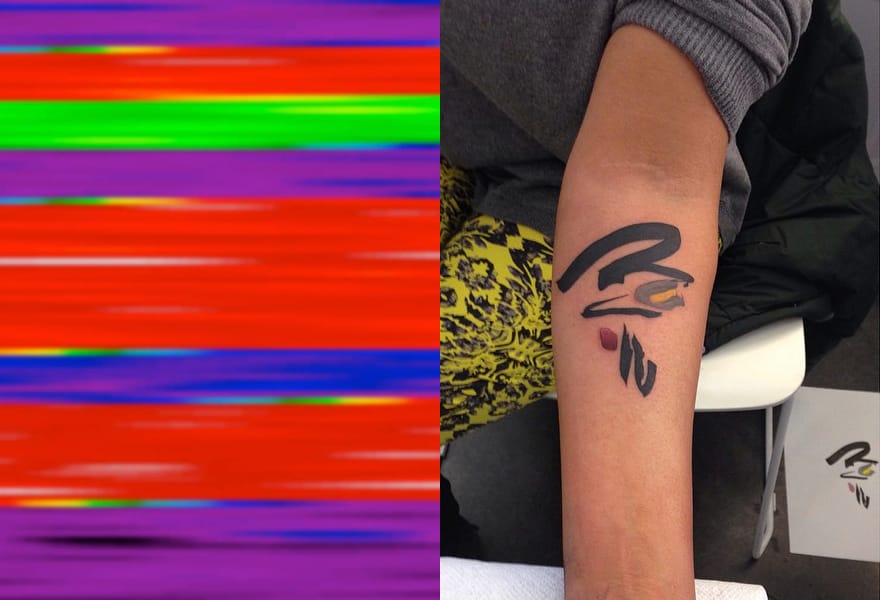 Tattoos, abstracted into data and blasted onto a canvas