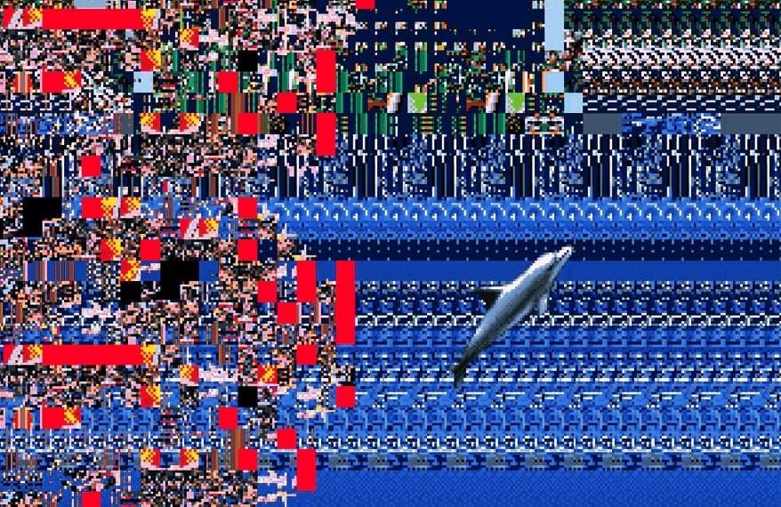 Ecco the Dolphin glitch art is all your vaporwave dreams come true