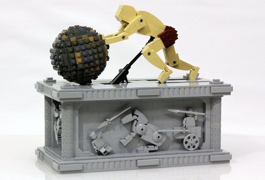 Dedicated LEGO fans build an impressive animated Sisyphus sculpture