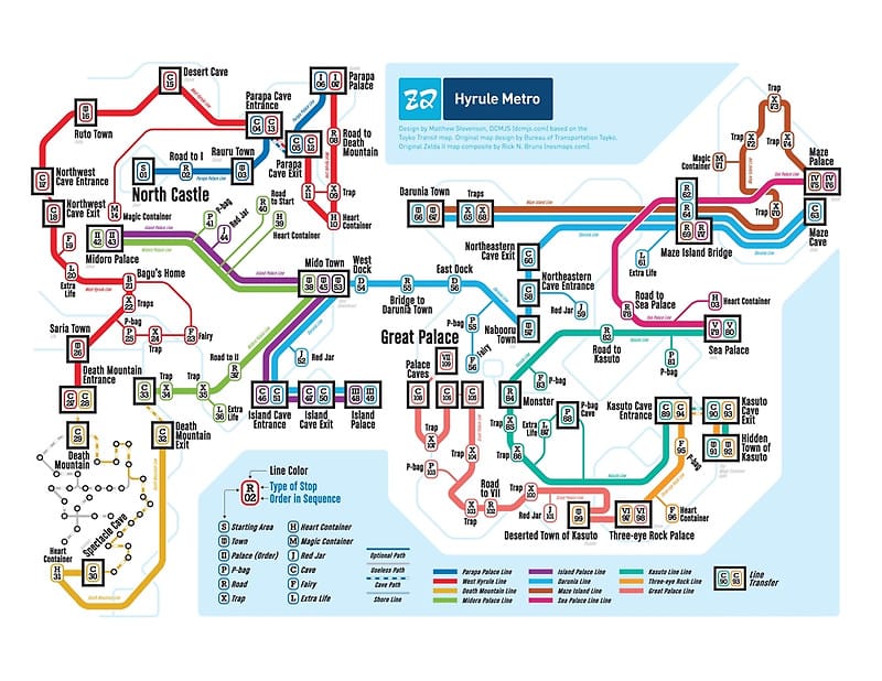 Classic videogame worlds reimagined as subway maps