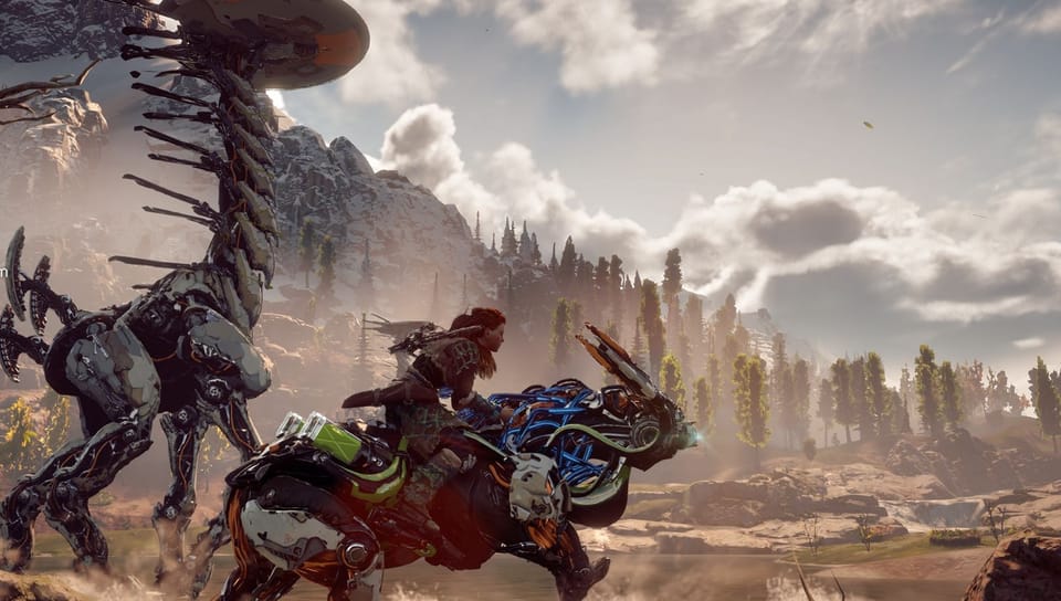 Horizon: Zero Dawn, a classic fantasy adventure novel with added dino mechs