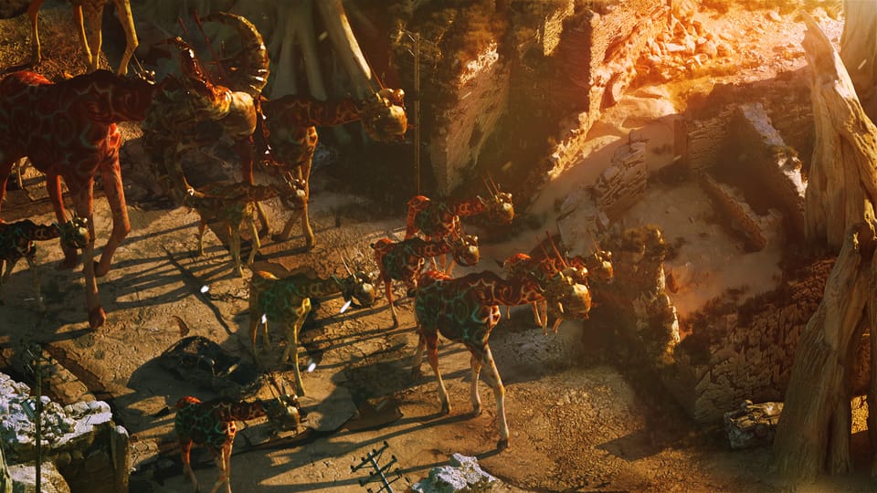 Stare wildly at the mutated giraffes of a game set in far-future Africa