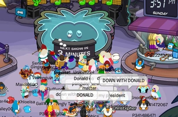 Kids use Club Penguin to protest against the president-elect